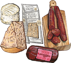 4 Cured Meats & Cheeses plus Crackers Customizable Gift Box